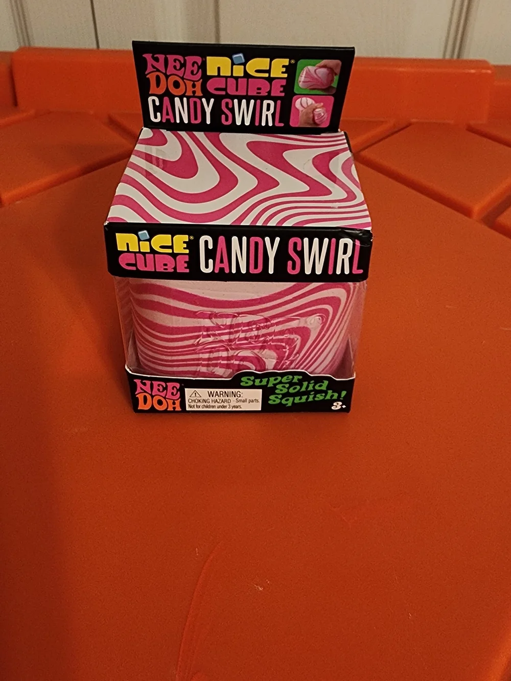 Nice Cube Candy Swirl Squishy Stress Toy - Pink & White